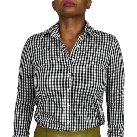Rochelle Behrens The Shirt Icon White Check Button Front Tailored No Gape XS - Picture 1 of 15